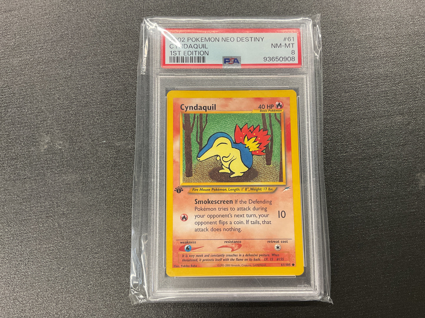 2002 Cyndaquil 1st Edition PSA 8