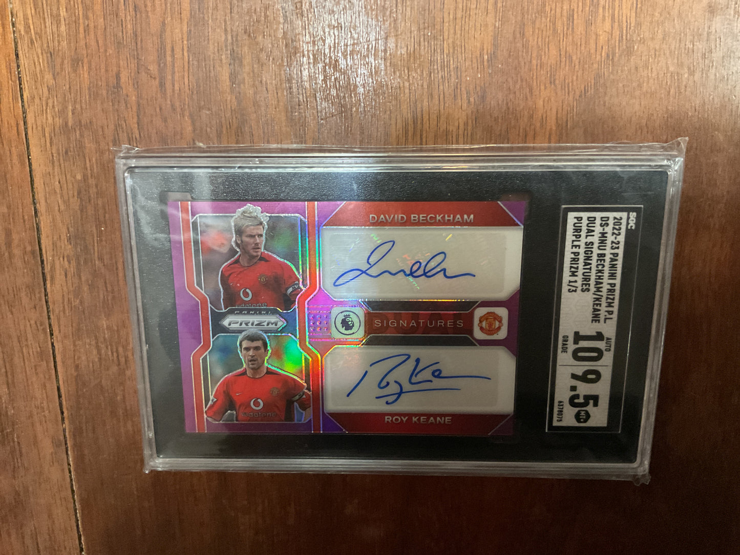 2022/23 Prizm Premiere Lg DBeckham/RKeane Dual Purple Auto 1/3