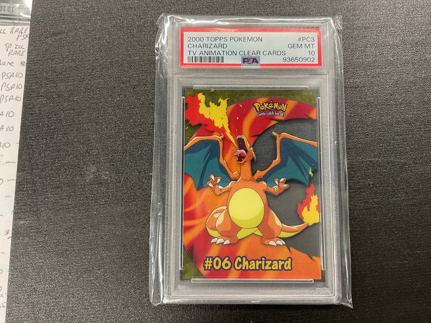 2000 Charizard TV Animation Clear PSA 10