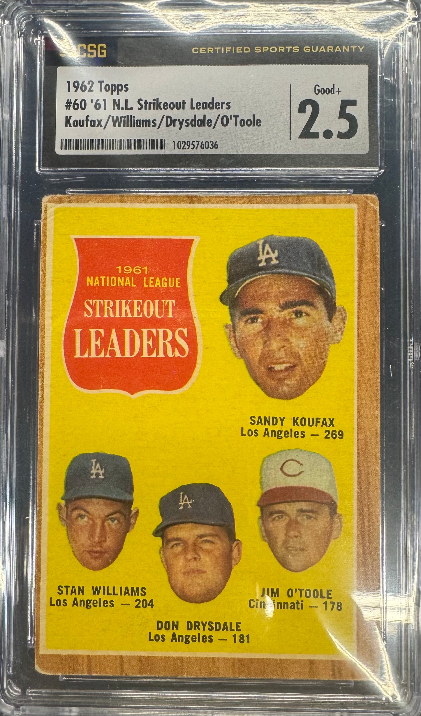 1962 Topps NL Strikeout Leaders Koufax #60