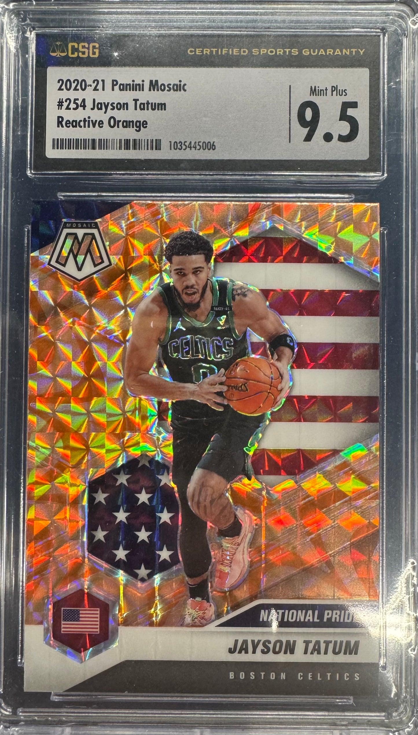 2020-21 Panini Mosaic Jayson Tatum #254 reactive orange