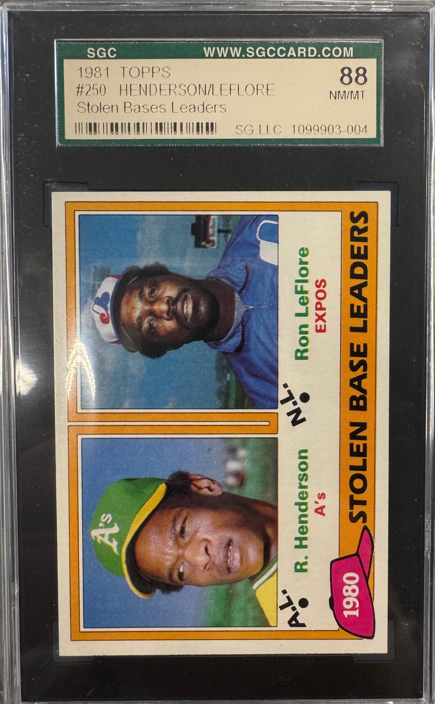 1981 Topps Stolen Base Rickey Henderson #250