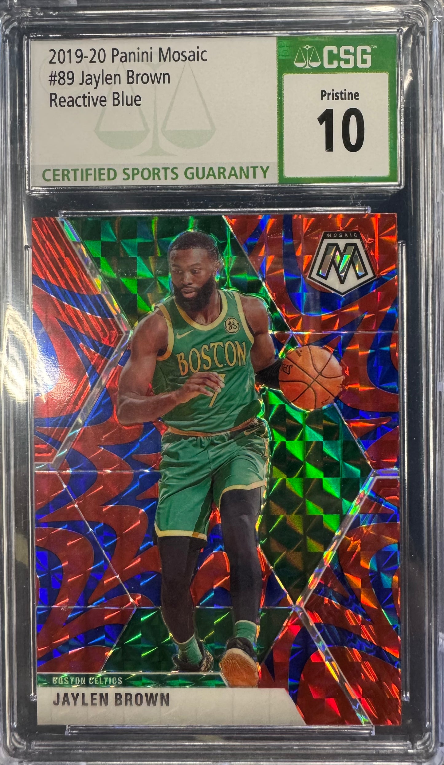 2019-20 Panini Mosaic Jaylen Brown #89 reactive blue