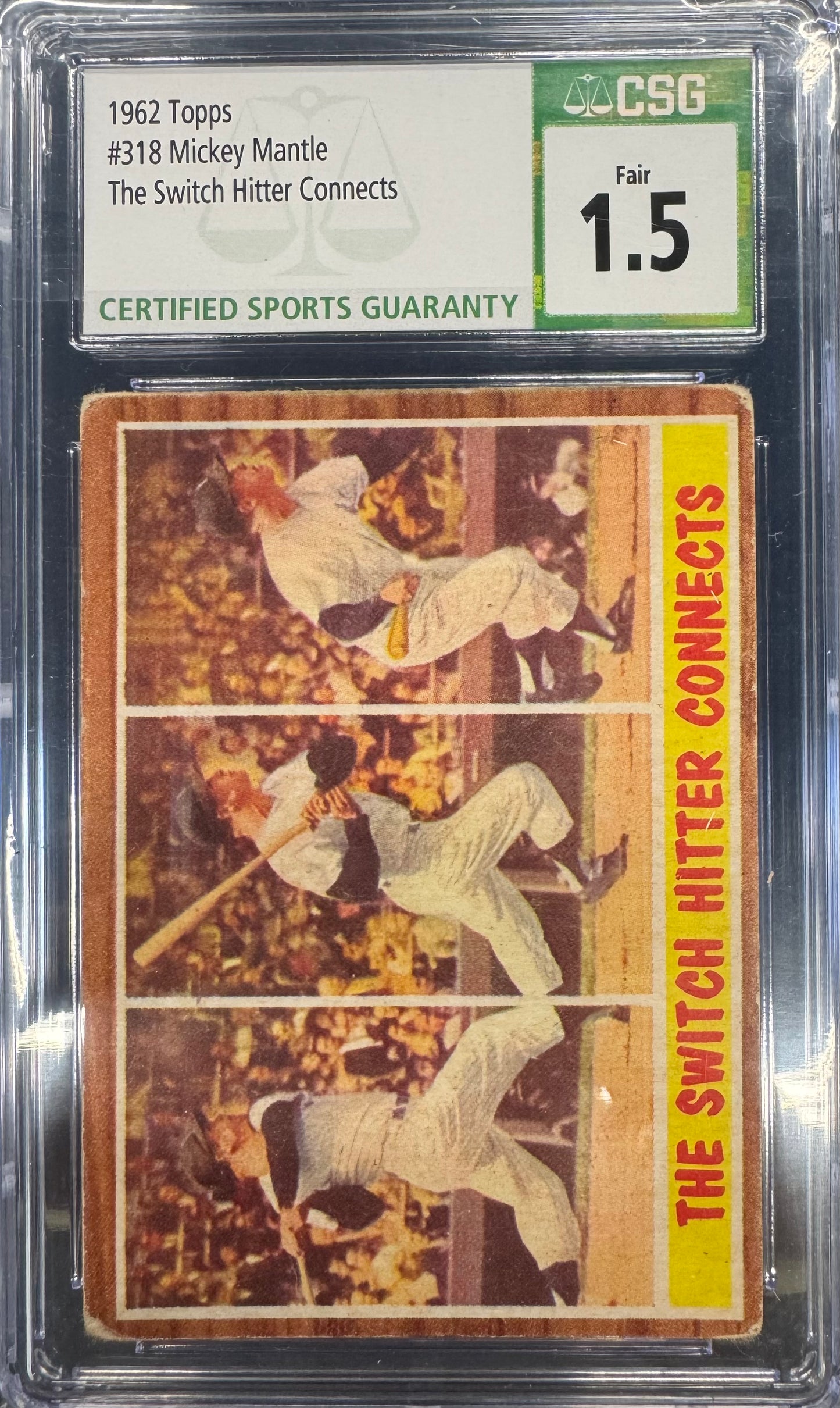 1962 Topps Mickey Mantle Switch Hitter #318