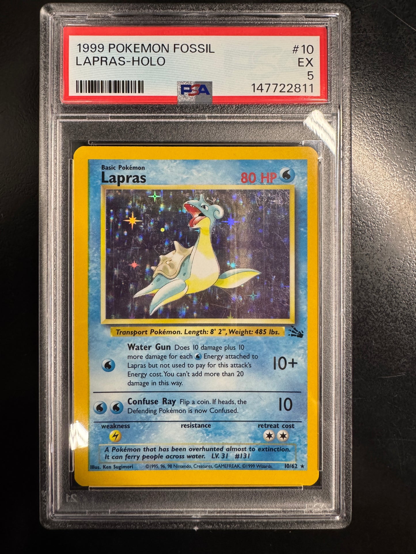 1999 POKEMON FOSSIL #10 LAPRAS-HOLO PSA 5