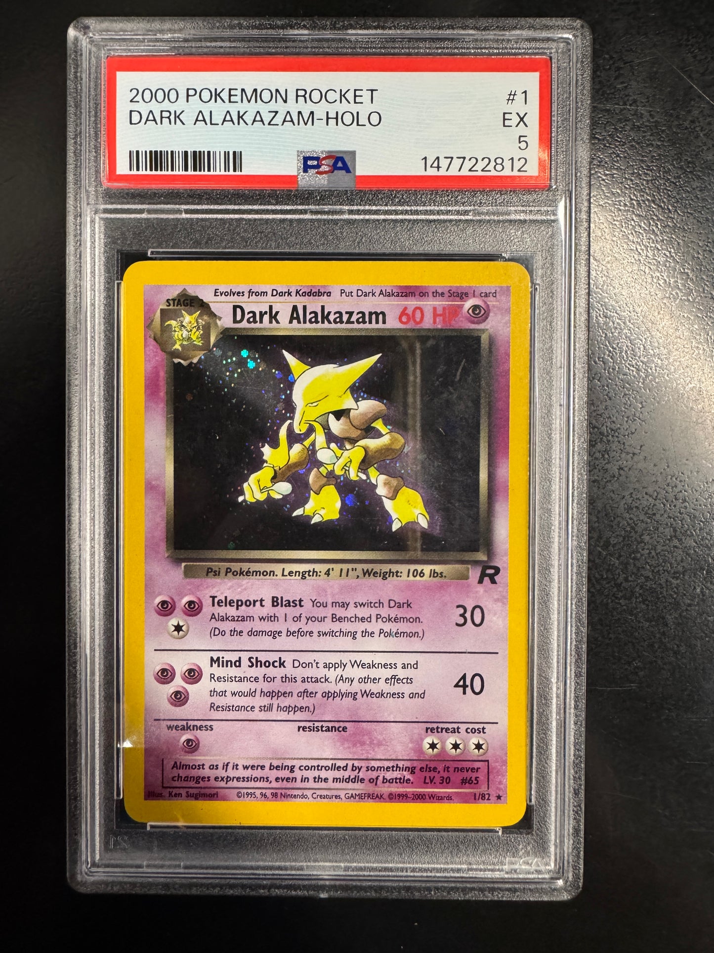 PSA 5 Dark Alakazam-Holo 2000 Pokemon Rocket #1