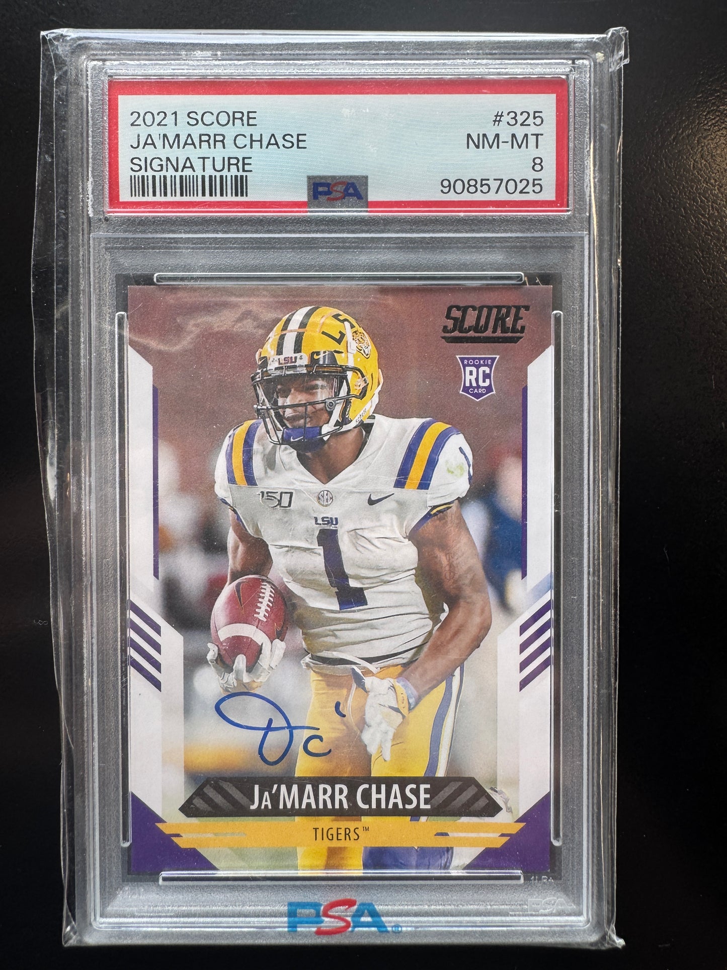 2021 Score Jamarr Chase Auto #325 PSA 8