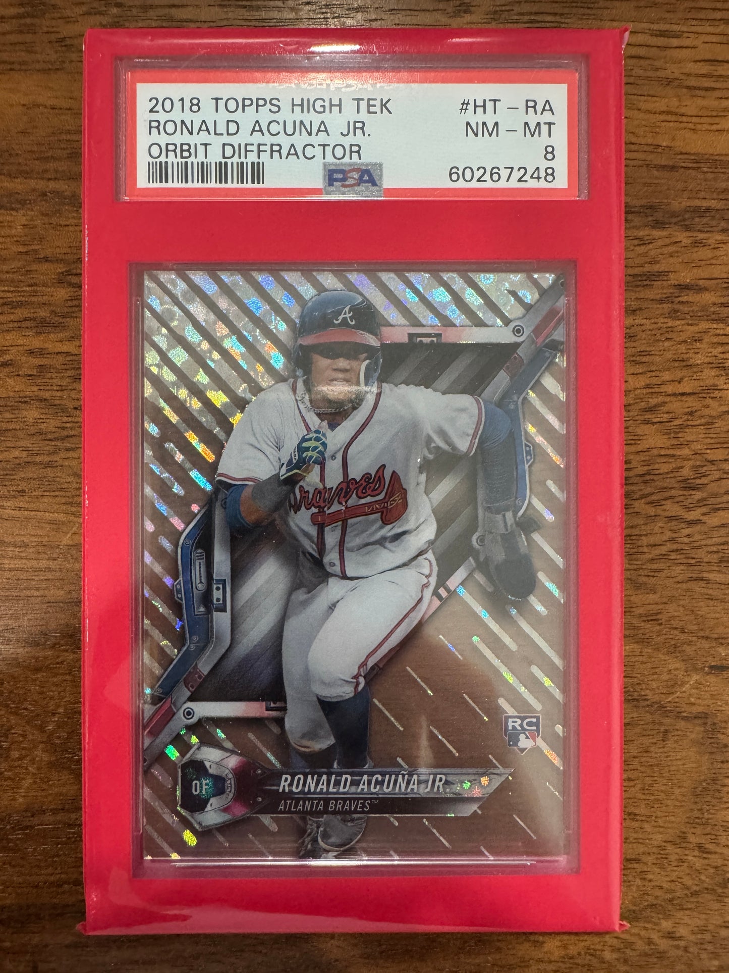 2018 Topps High Tek Ronald Acuna Jr. Orbit Diffractor Rookie RC #HT-RA PSA 8