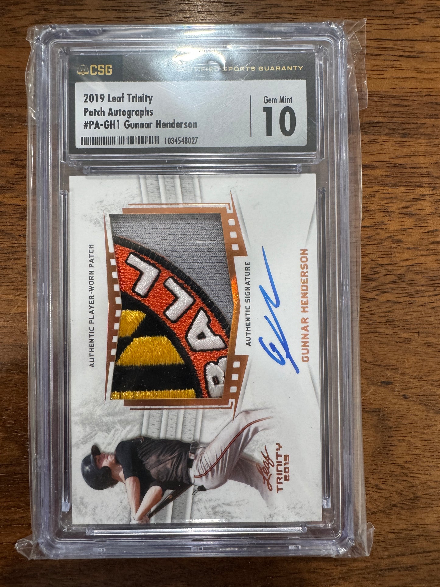 2019 Leaf Trinity Gunnar Henderson Auto RC #PA-GH1 - RPA On Card 10-10
