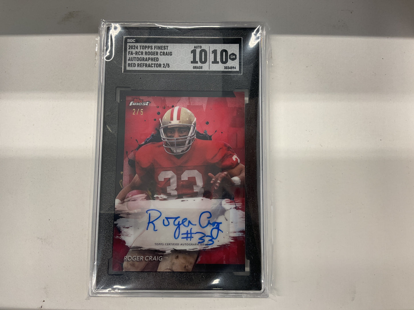 2024 Finest Roger Craig Red Refractor Auto