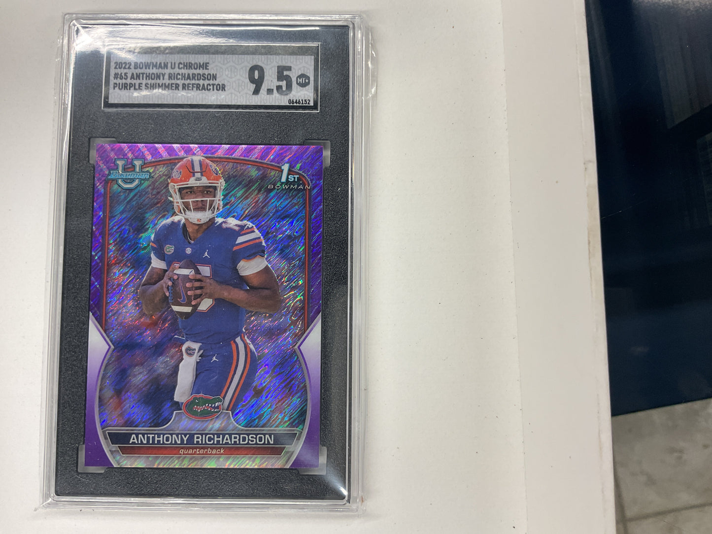 2022 Bowman U Chrome Anthony Richardson purple shimmer ref #65