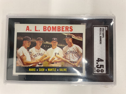 1964 Topps AL Bombers Mantle/Maris/Kaline #331 SGC 4.5