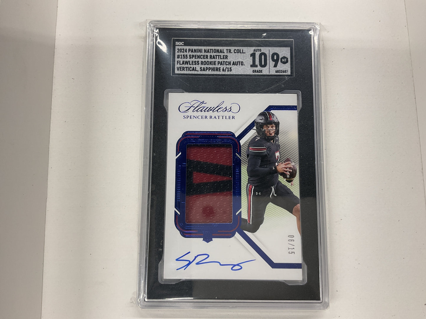 2024 NT College Flawless Spencer Rattler RPA Vertical Sapphire #155. /15