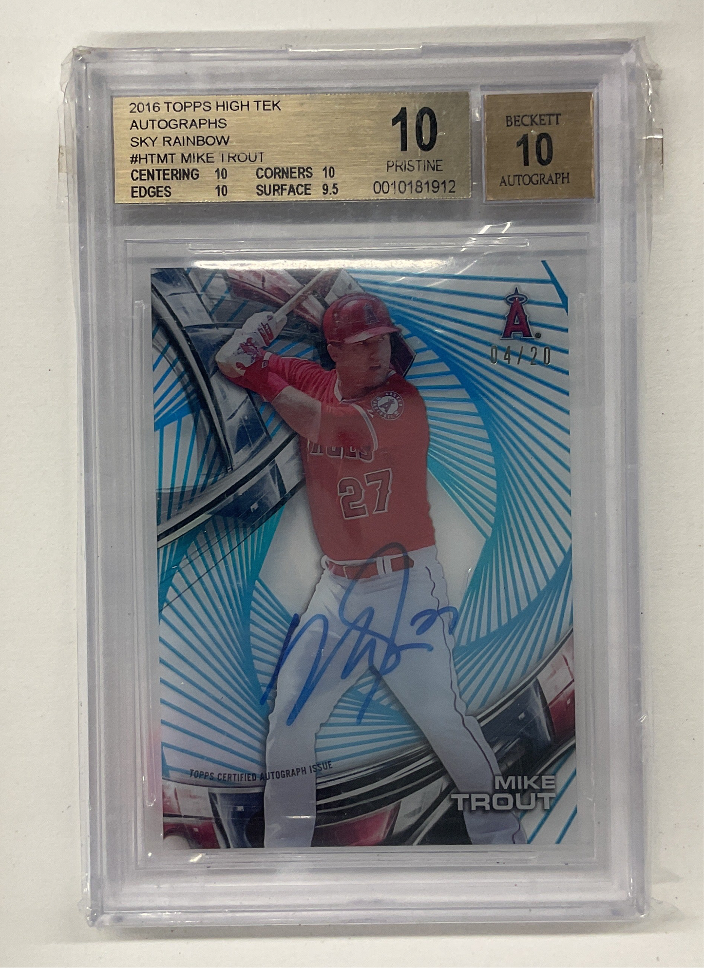 2016 Topps High Tek Mike Trout Sky Rainbow Auto /20