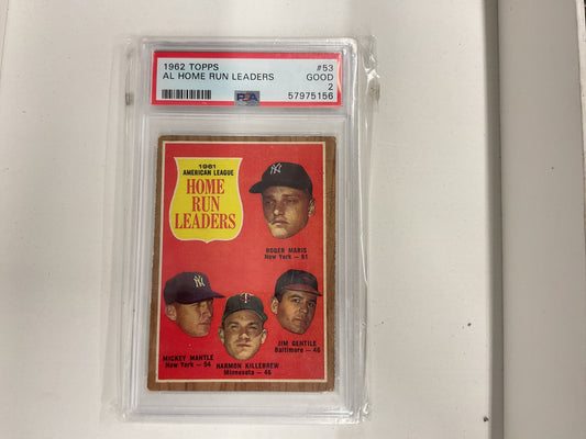 1962 Topps HR Leaders Mantle #53 PSA 2