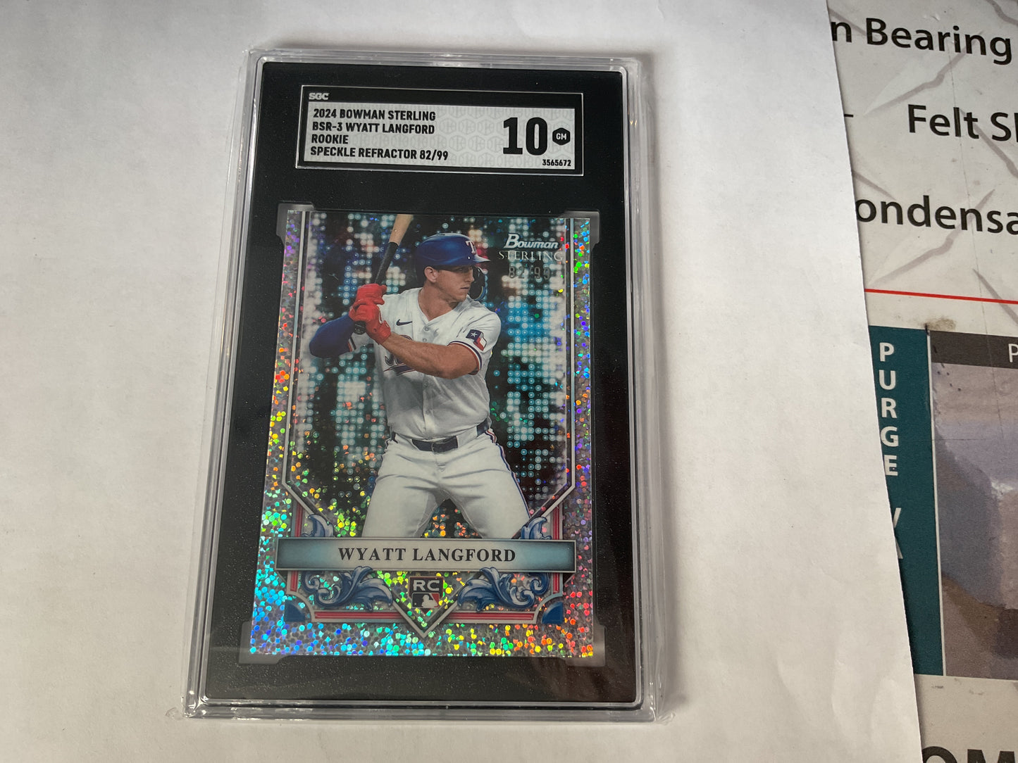 2024 Bowman Sterling Wyatt Langford speckle ref rc