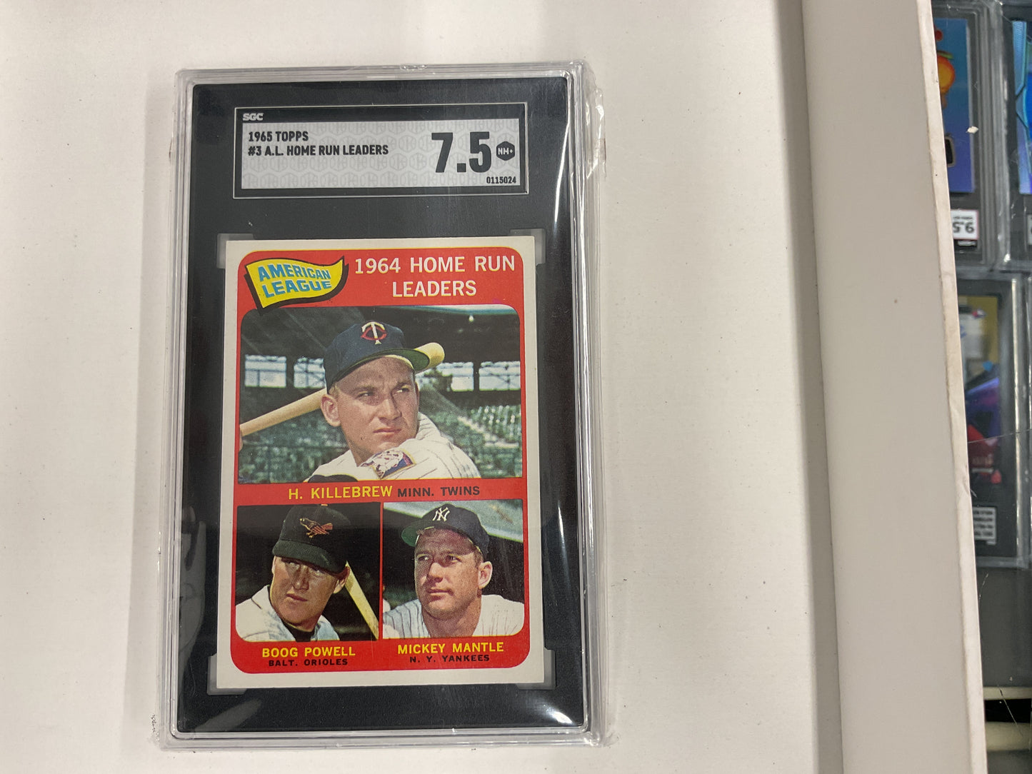 1965 Topps A.L. HR Leaders Mantle #3 SGC 7.5