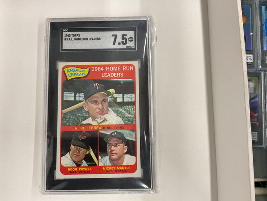 1965 Topps A.L. HR Leaders Mantle #3 SGC 7.5