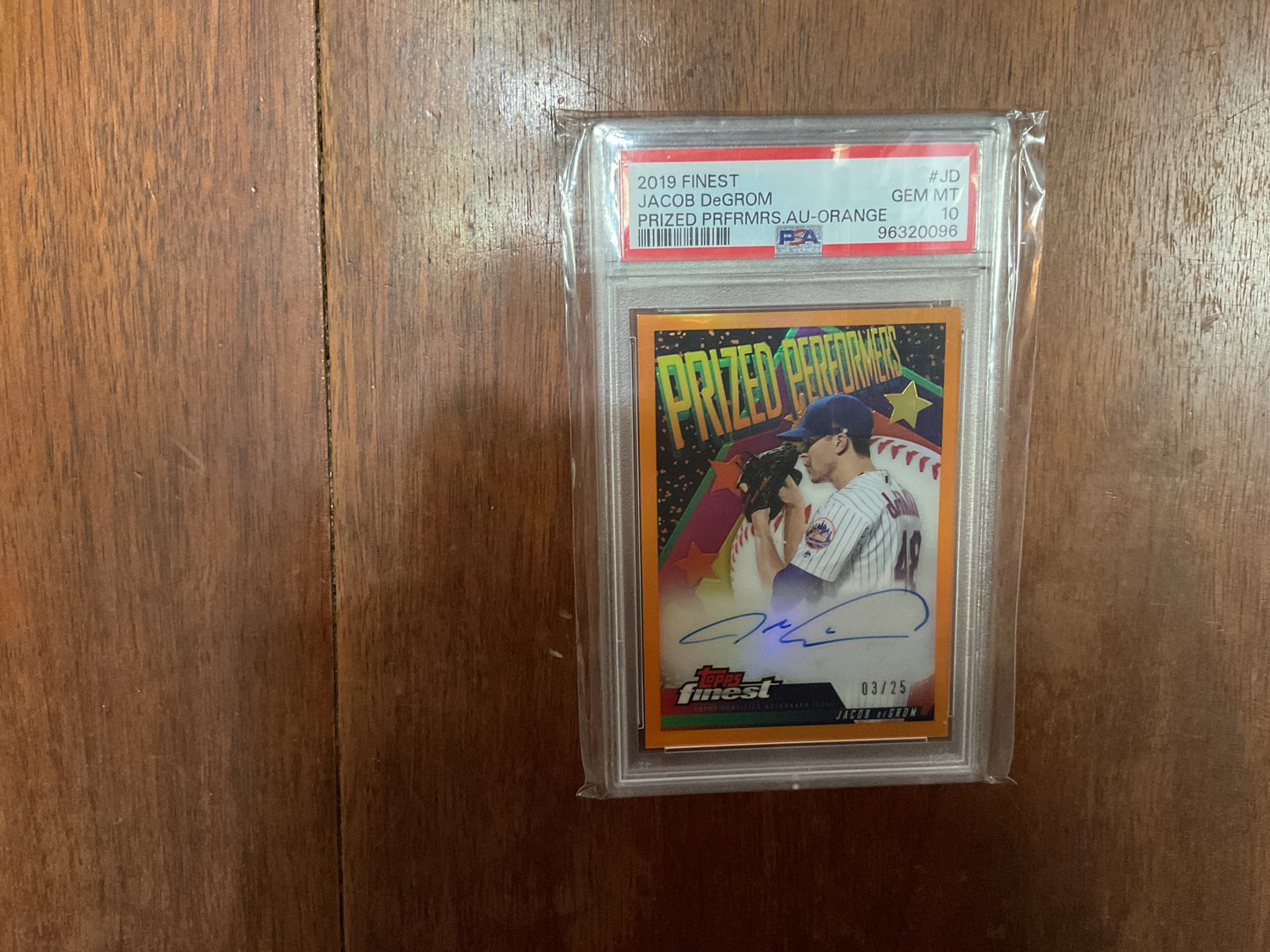 2019 Finest Jacob DeGrom Prized Performers Orange Auto 3/25