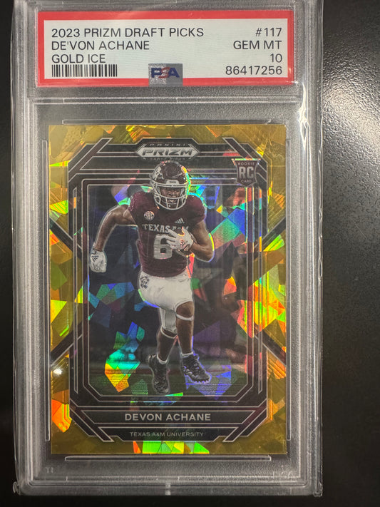 2023 Prizm Draft Picks De’von Achane gold ice