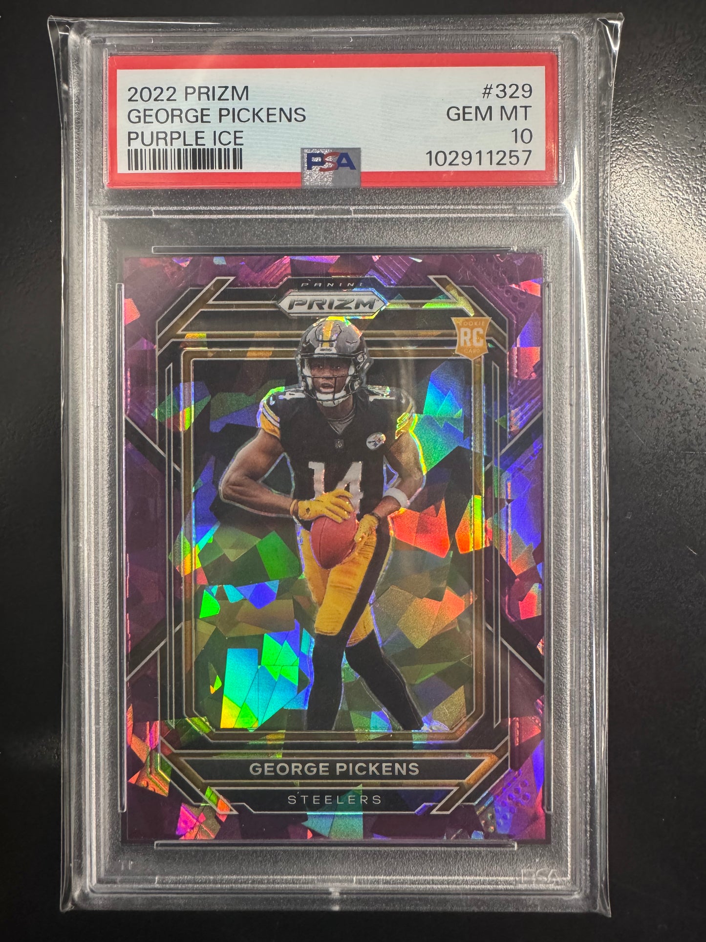 2022 Prizm George Pickens purple ice /225 psa 10