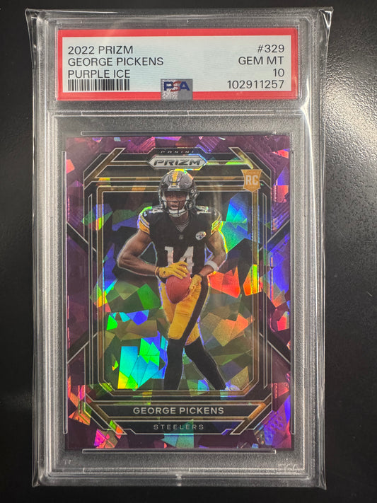 2022 Prizm George Pickens purple ice /225 psa 10