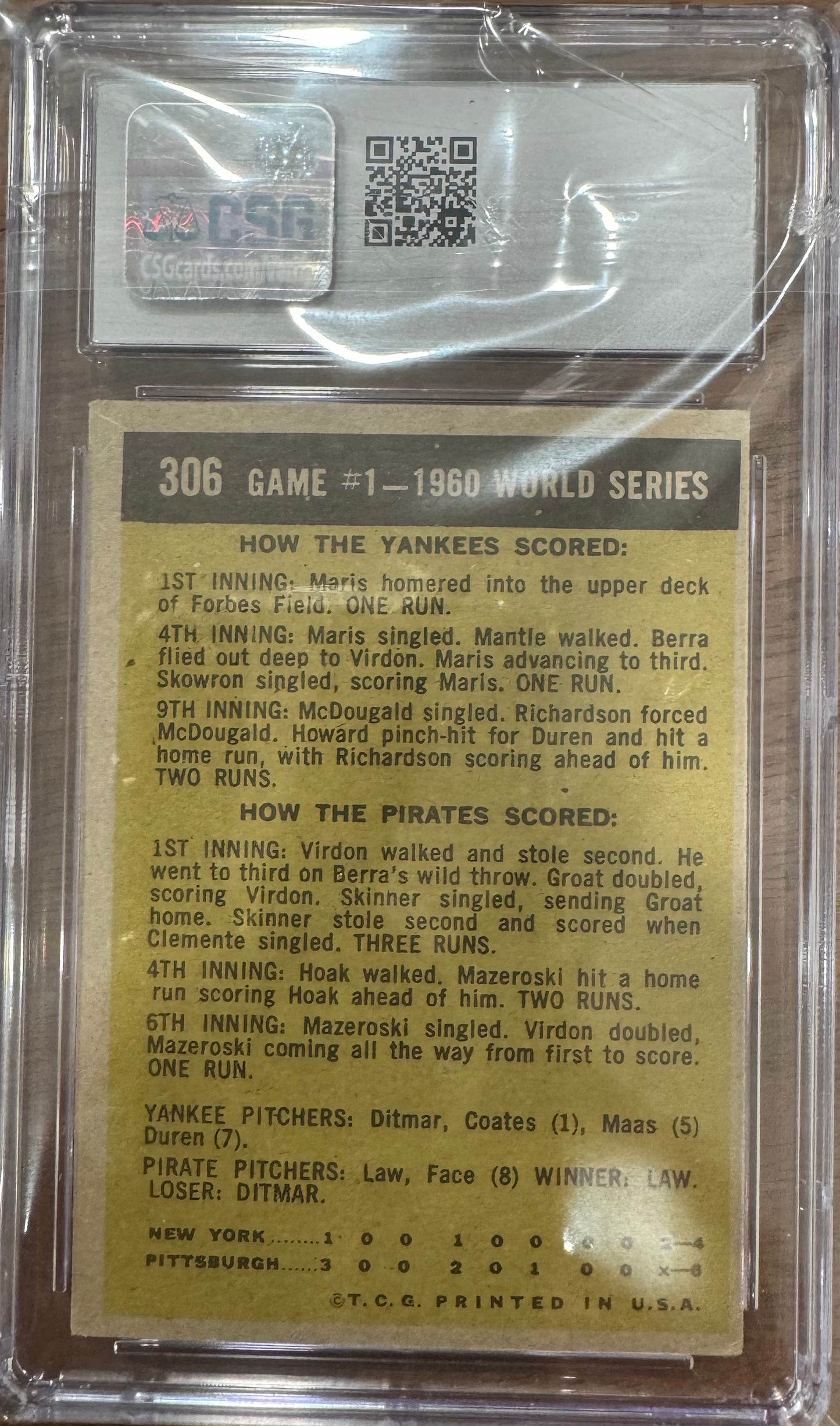 1961 Topps Virdon Saves Game #306