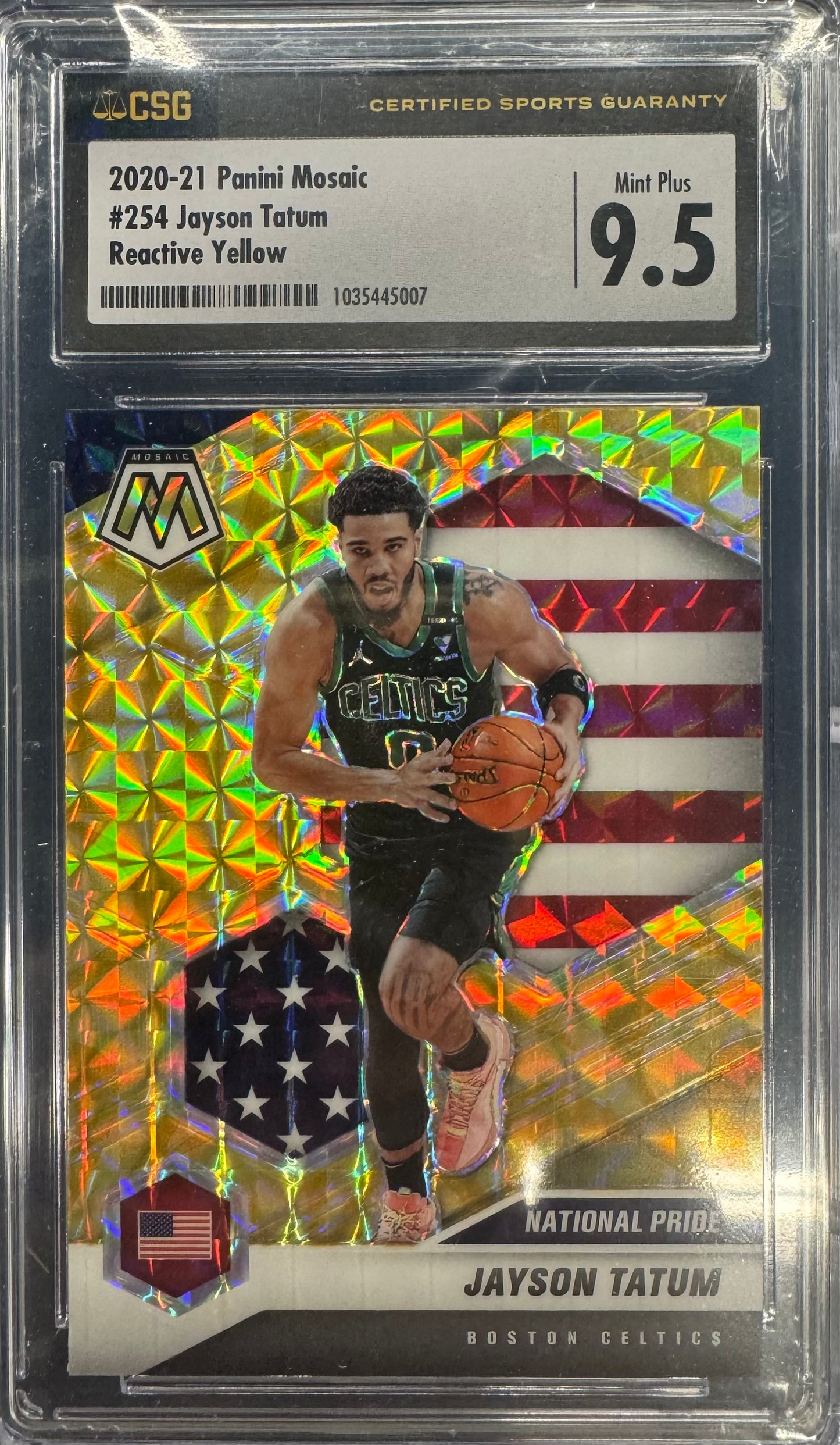 2020-21 Panini Mosaic Jayson Tatum #254 reactive yellow