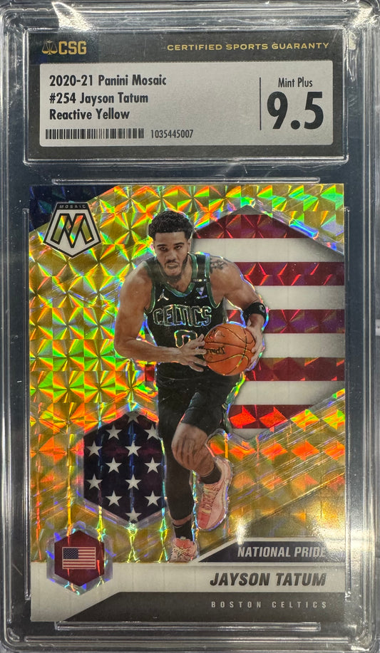 2020-21 Panini Mosaic Jayson Tatum #254 reactive yellow