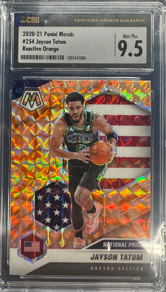 2020-21 Panini Mosaic Jayson Tatum #254 reactive orange