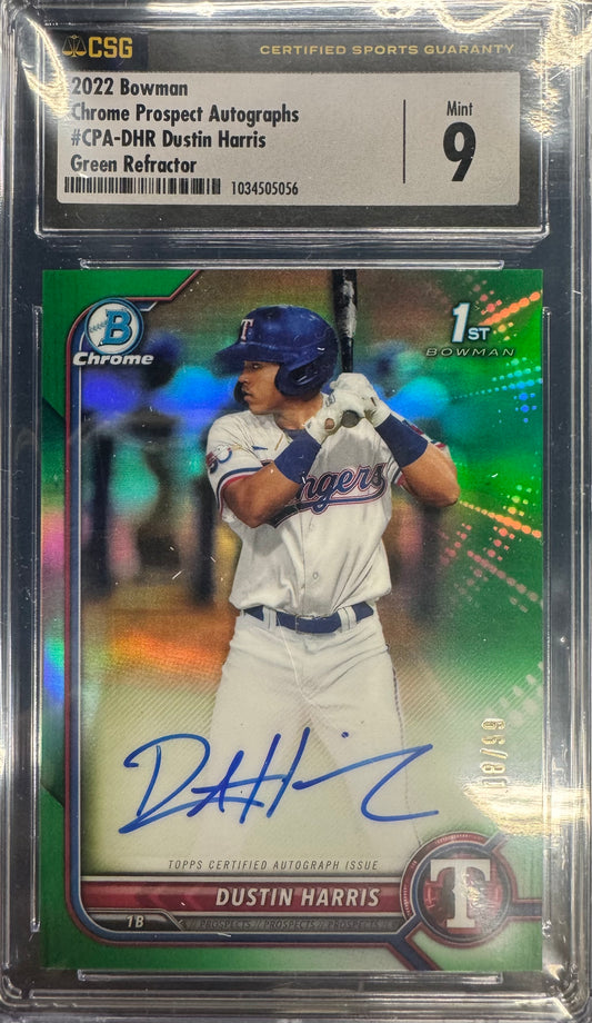 2022 Bowman Chrome Auto Dustin Harris #CPA-DHR /99
