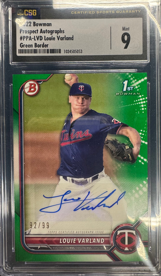 2022 Bowman Auto Louie Varland #PPA-LVD /99