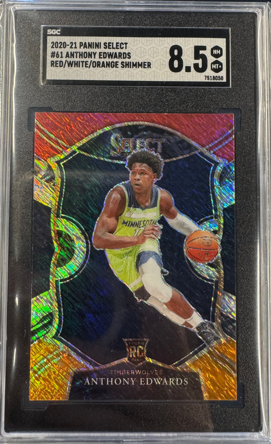 2020-21 Panini Select Anthony Edwards #61 red/white/orange shimmer