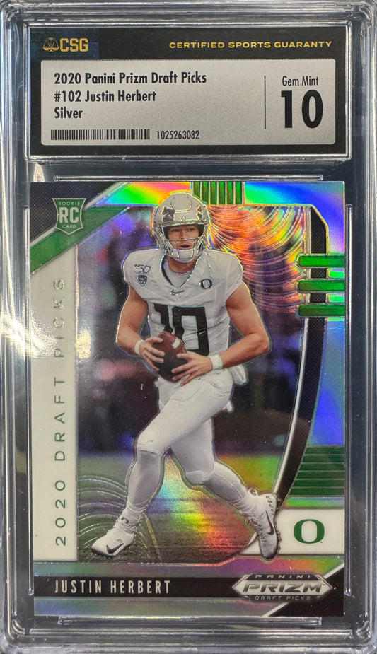 2020 Panini Prizm Draft Justin Herbert #102 Silver