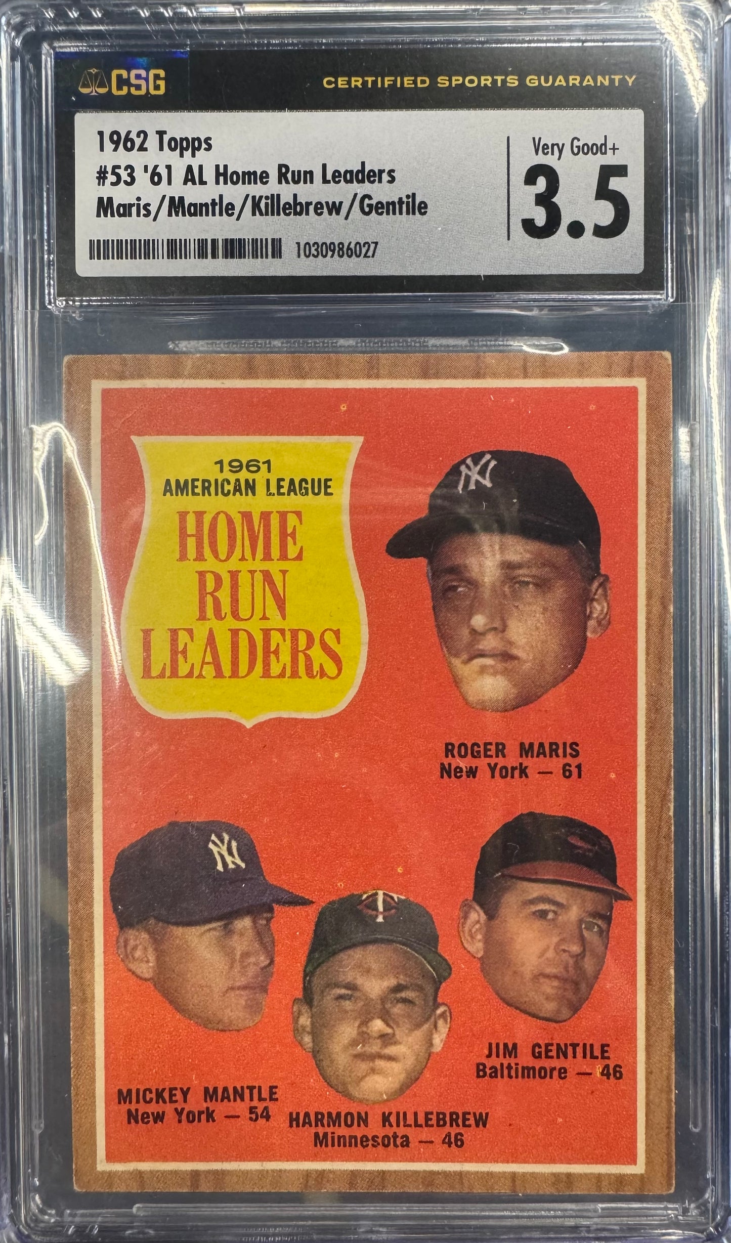 1962 Topps AL HR Leaders Mantle #53