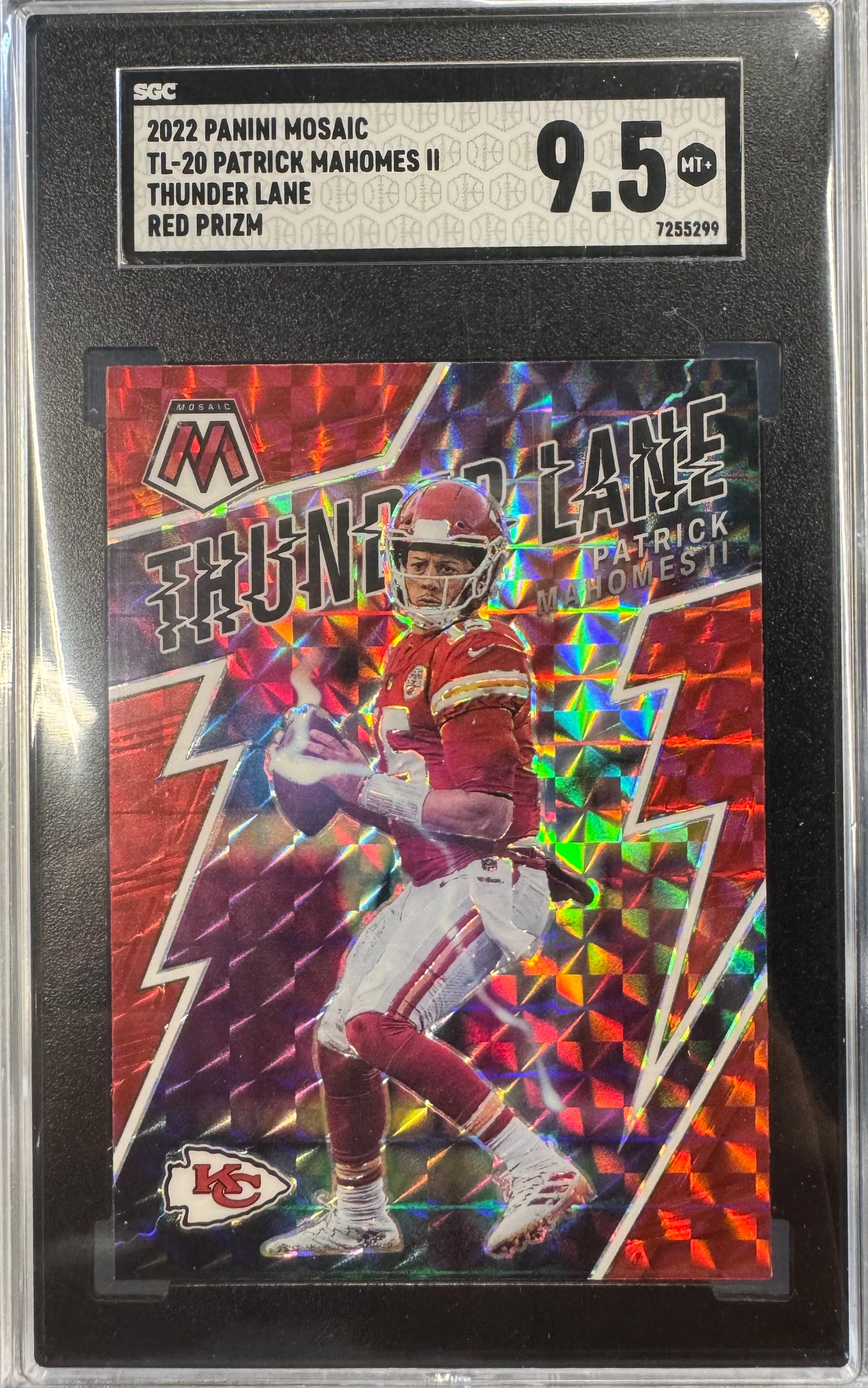 2022 Panini Mosaic Thunder Lane Patrick Mahomes Red Prizm #TL-20