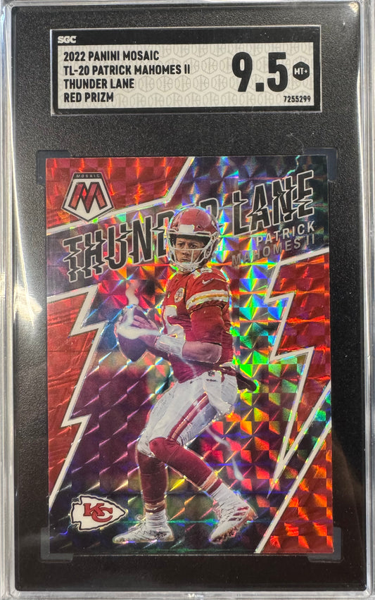 2022 Panini Mosaic Thunder Lane Patrick Mahomes Red Prizm #TL-20