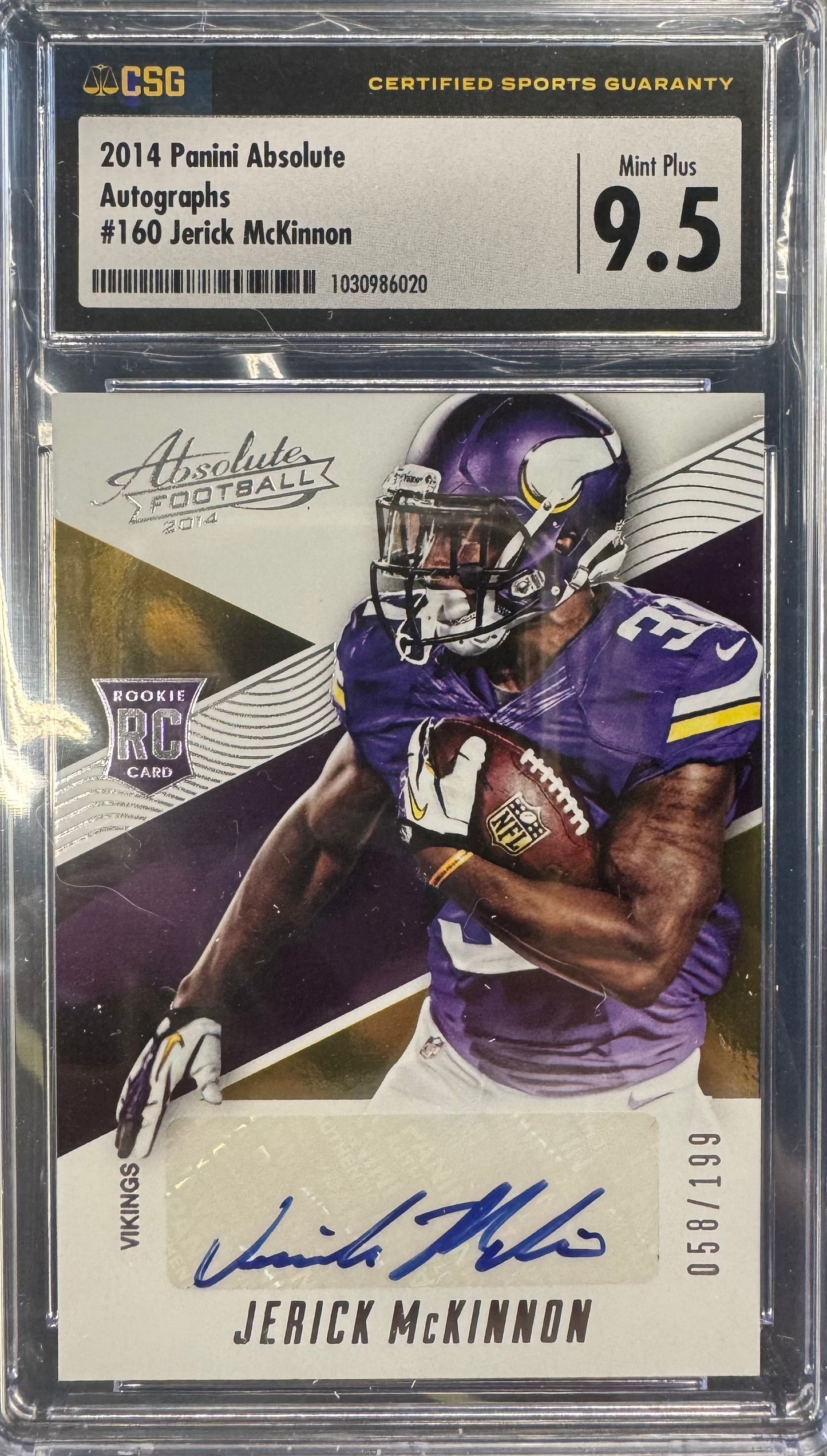 2014 Panini Auto Jerick McKinnon #160 /199 9.5
