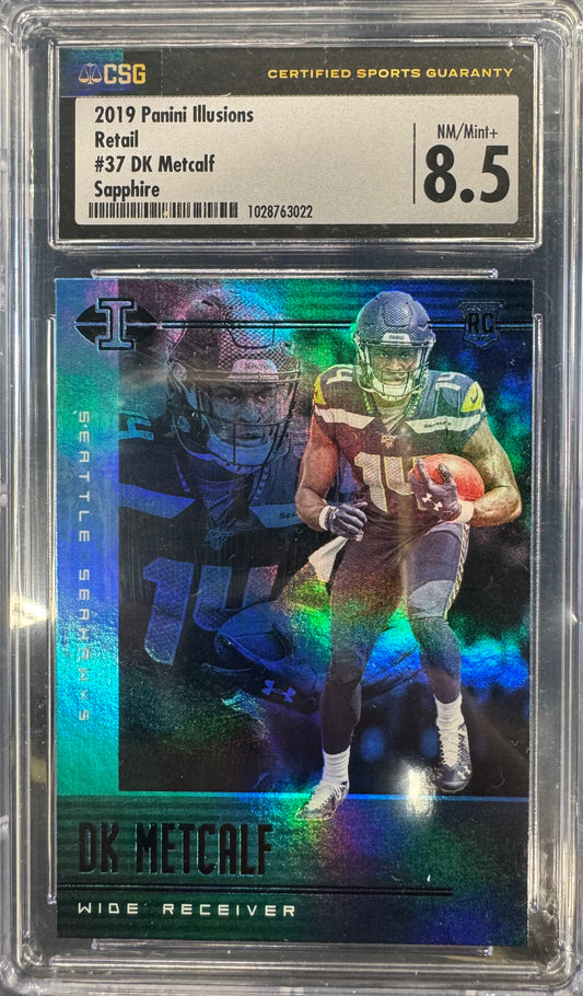 2019 Panini Illusions DK Metcalf Sapphire #37 8.5