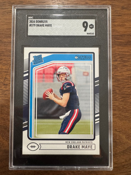 2024 Panini Donruss - Rated Rookie #379 Drake Maye (RC) SGC 9 Patriots