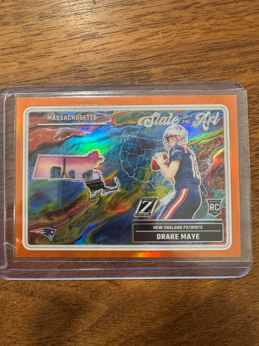 2024 Panini Zenith - State of the Art Drake Maye #18 Orange Prizm (RC) Patriots