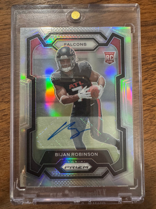 Bijan Robinson 2023 Panini Prizm Silver Prizm Rookie Auto RC #305 Falcons