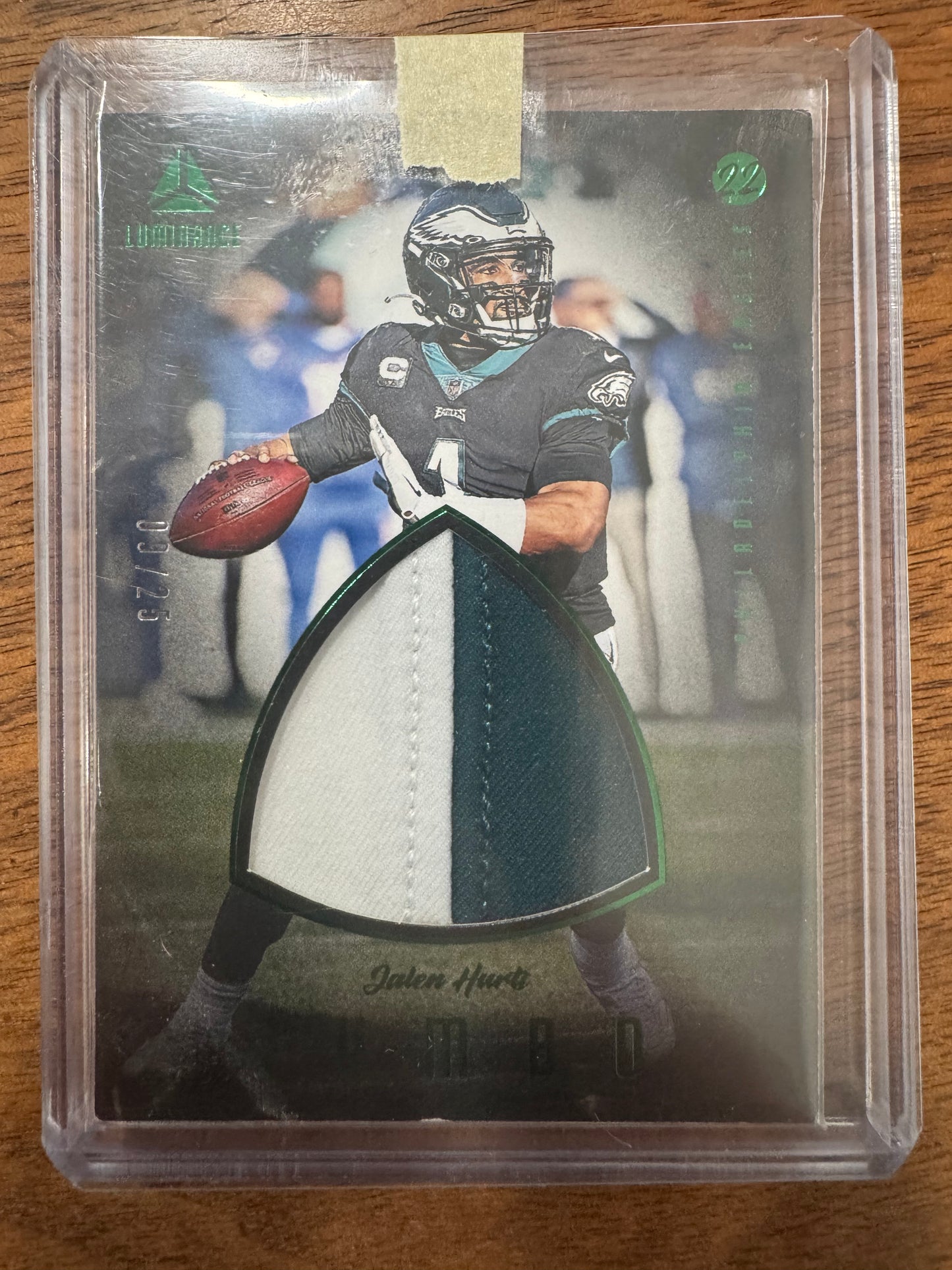 2022 Panini Luminance - Jumbo Relics Prime Green #JMB-JHU Jalen Hurts /25