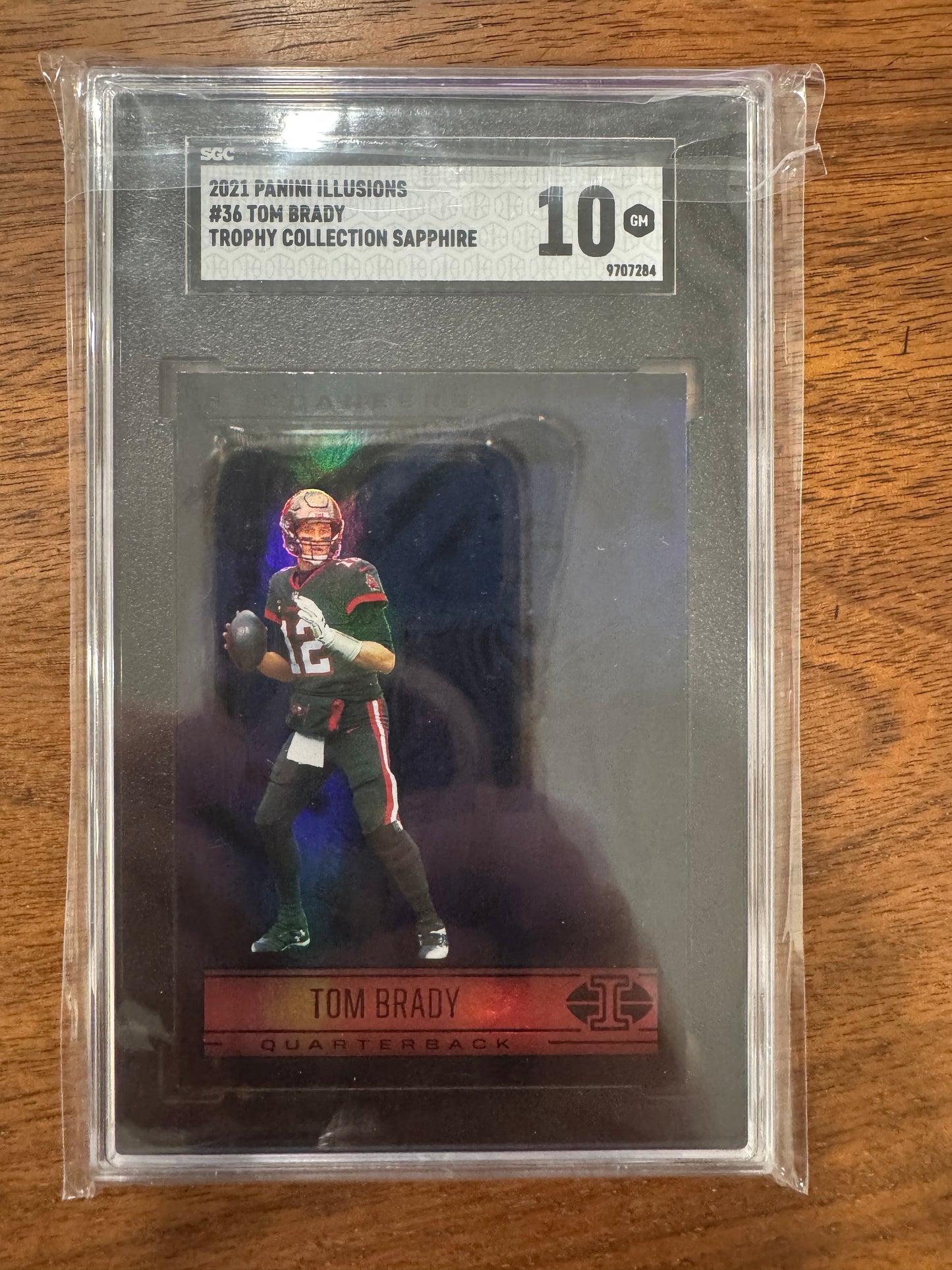 2021 Illusions Tom Brady Trophy Collection Sapphire #36 Buccaneers SGC 10