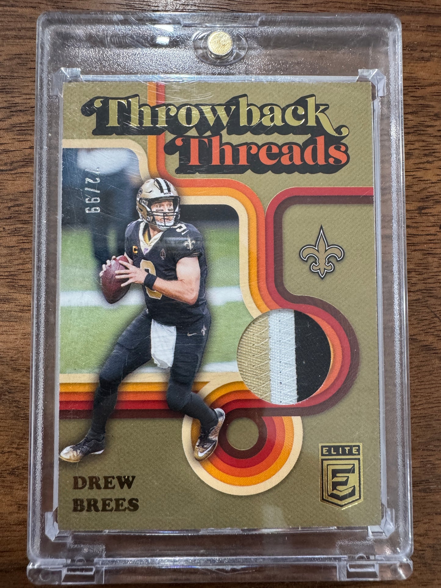 2024 Donruss Elite #THT-DBR Drew Brees Throwback Threads 3 Color Jersey #46/99