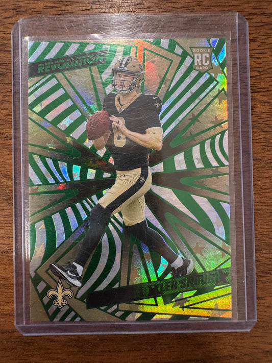 2025 Panini Revolution - Rookies Tyler Shough #246 Green Storm /699 (RC) Saints