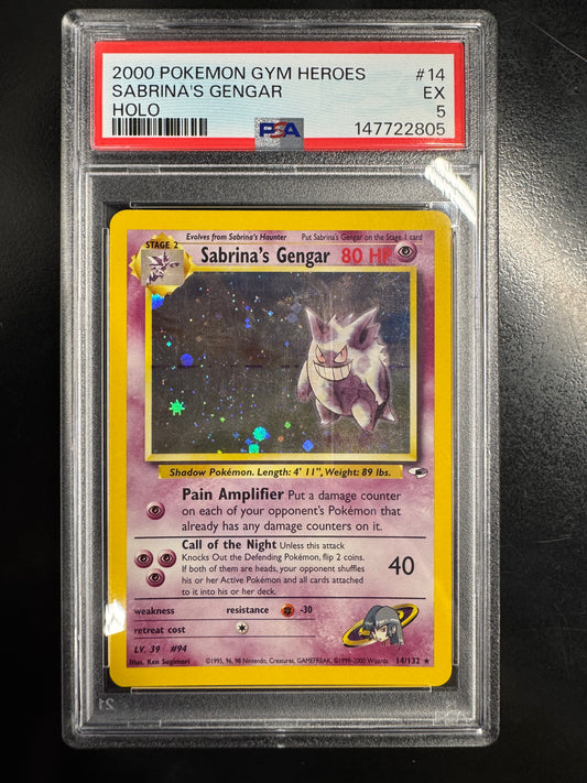 2000 POKEMON GYM HEROES HOLO #14 SABRINA'S GENGAR PSA 5