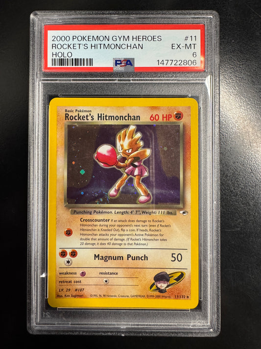 2000 Pokemon Gym Heroes Rockets Hitmonchan Holo PSA 6 #11