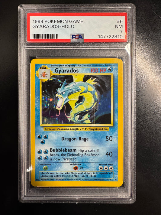 1999 POKEMON BASE SET UNLIMITED #6 GYARADOS-HOLO PSA 7
