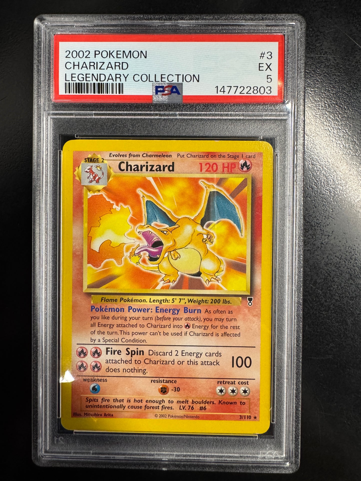 2002 Pokemon Charizard Legendary Collection 3/110 GRADED PSA 5